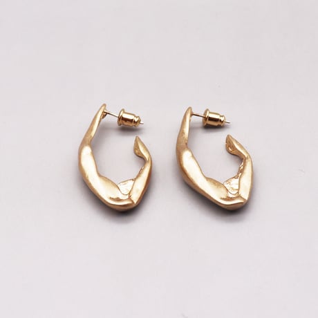 Vintage Oval Shape Open Hoop Pierce（Gold） / 2109_PR0264