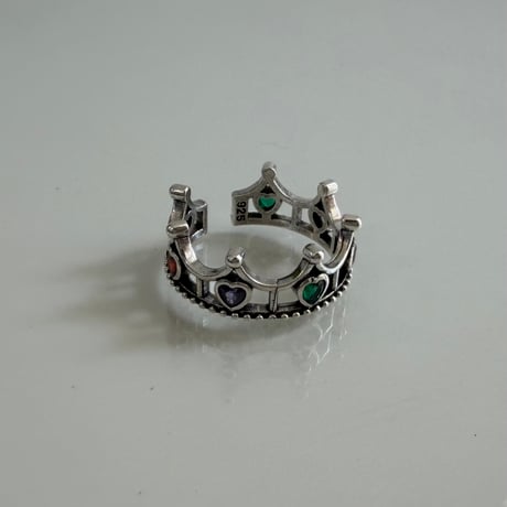 2606RG0810 / Crown Heart color stone ring（Silver）