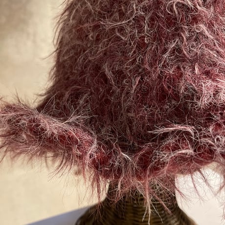 2411HW0062(S)/ Color shaggy knit Hat（Wine）