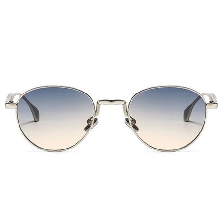 【 Select 】Retro Metal Round Sunglasses (Silver/Blue Yellow)