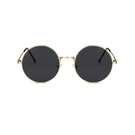 【 Select 】Retro Metal Frame Over Circle Sunglasses (Gold×Smoke)
