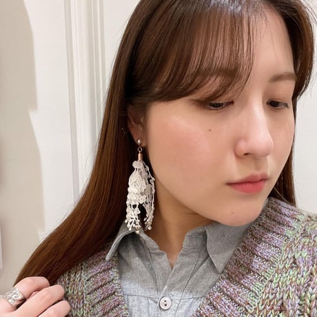 Hanging  Tassel  Flower Lace Earrings（White） /  2112_ER091