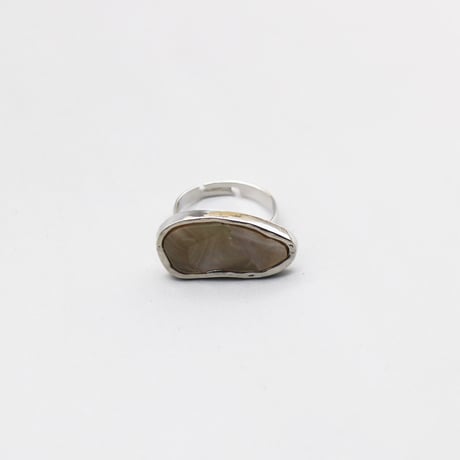 Acrylic Marble Deformation oval Ring（Silver） /  2110-RG132