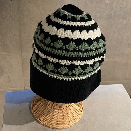 2504HW0084(S) / Crochet knit bucket hat（Black）