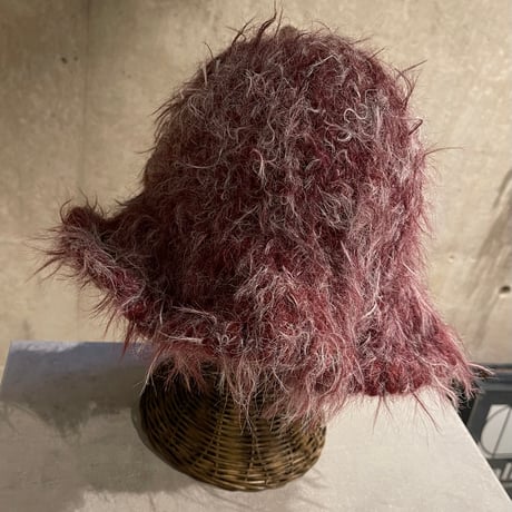 2411HW0062(S)/ Color shaggy knit Hat（Wine）