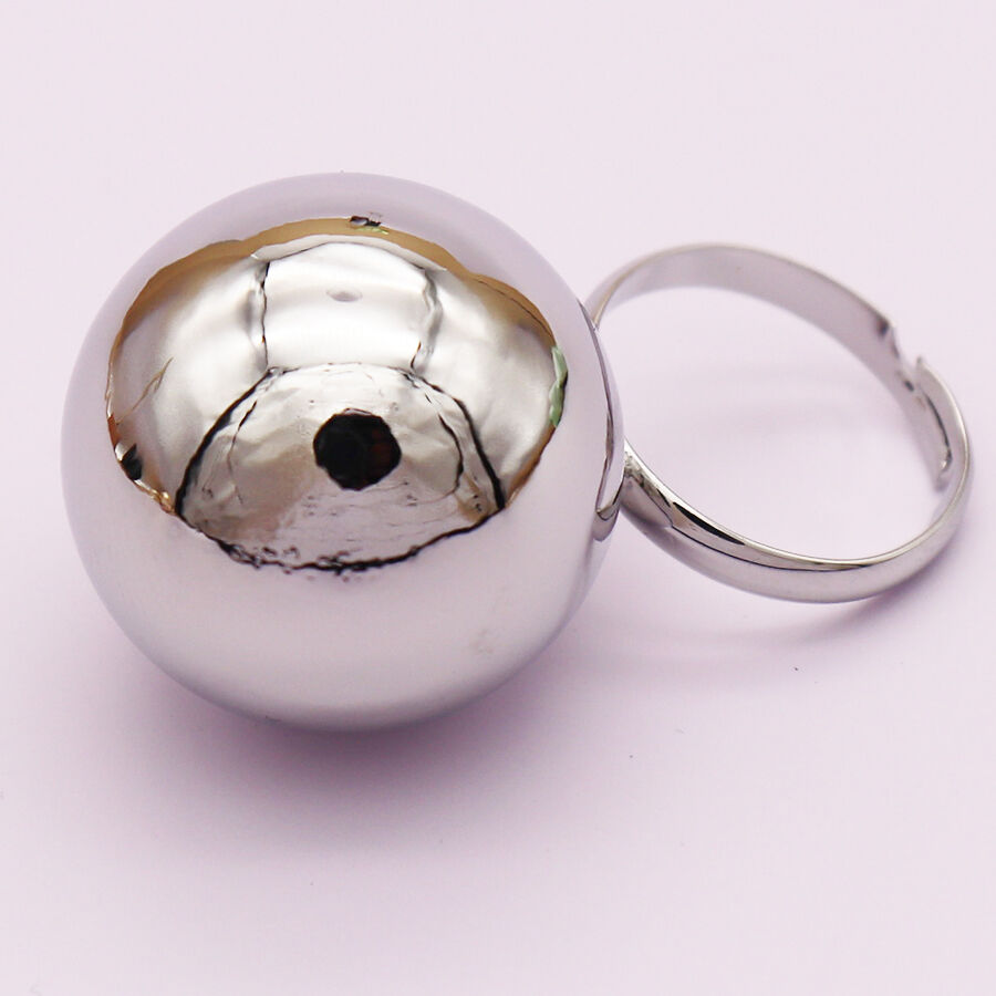 Large Metal Ball Adjustable Ring （Silver） /