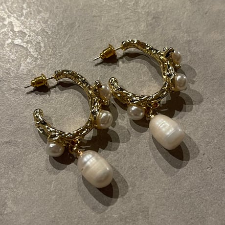 2411PR0733 / Craft hoop pearl Pierce（Gold）