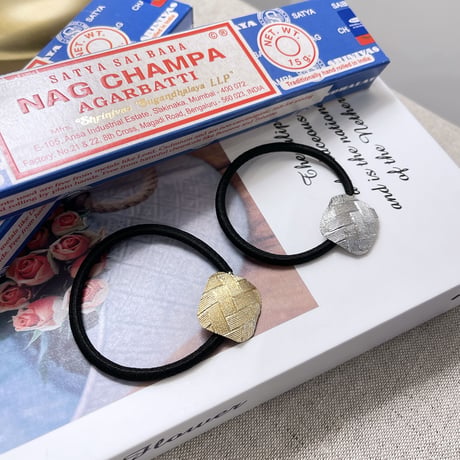 Metal square design Hair tie（Silver）/ HA-052
