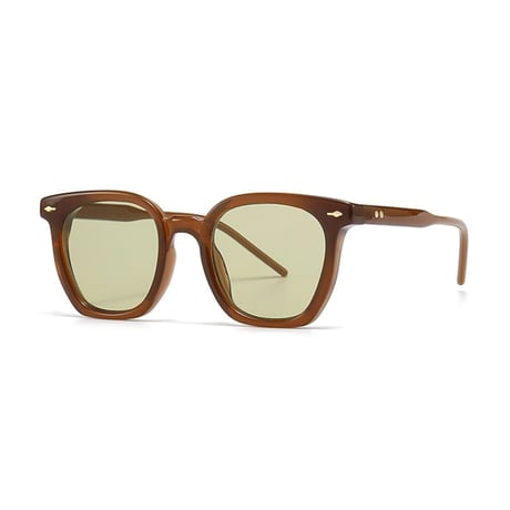 【 Select 】Vintage Square New Style Sunglasses (Tea/Light Green)