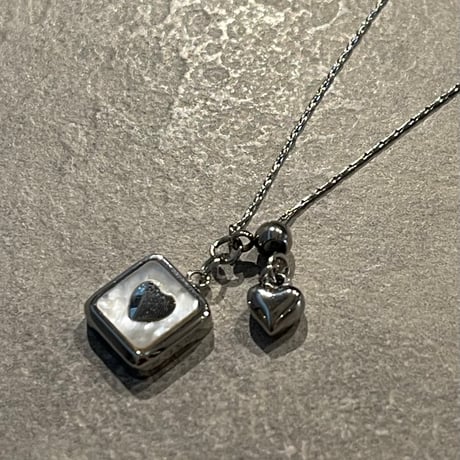 2506NC0344 / Square heart charm Necklace（Silver）