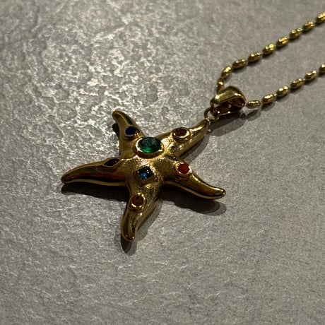2512NC0374 / Mix Stone Starfish  necklace（Gold）