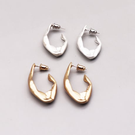 Vintage Oval Shape Open Hoop Pierce（Gold） / 2109_PR0264