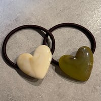 2508HA0072 /  Heart motif Set Hair rubber（Beige/Khaki)