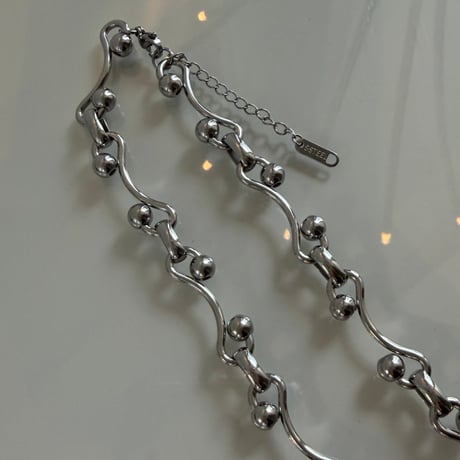 2603NC0381 / Ball curve chain Necklace（Silver）