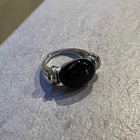 2602RG0735 / Volume Black stone Ring（Silver）
