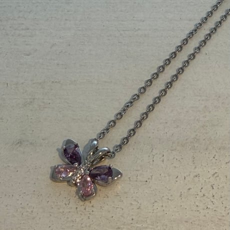 2605NC0396 / Stone butterfly motif Necklace（Silver）