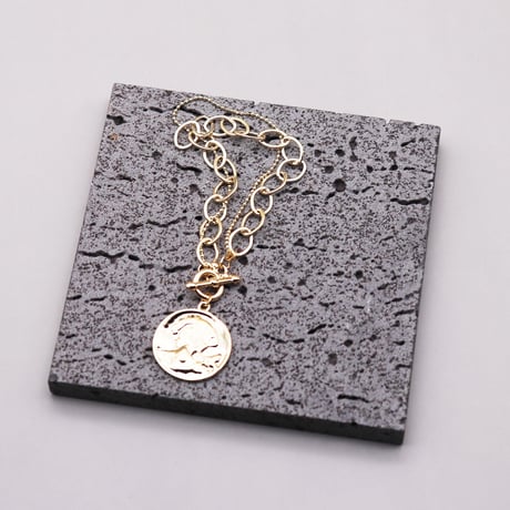 Double Chain Coin Mantel Bracelet（Gold）/ 2109_BR112