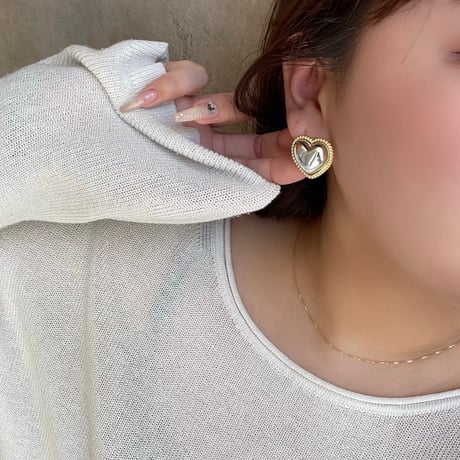 2405PR0721/  double color heart  pierce（Silver/Gold）