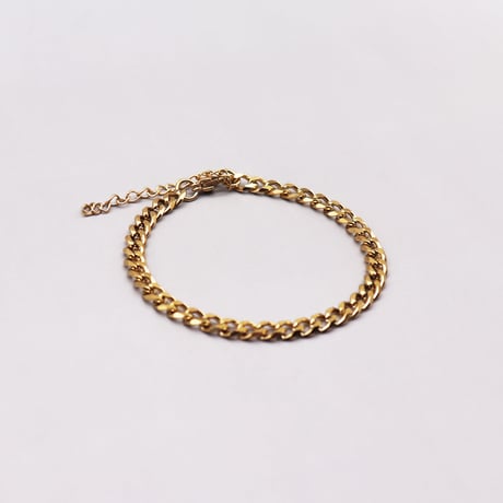 Metal Curb Cuban Link Chain Bracelet（Gold/5mm）/ 2111_BR0128