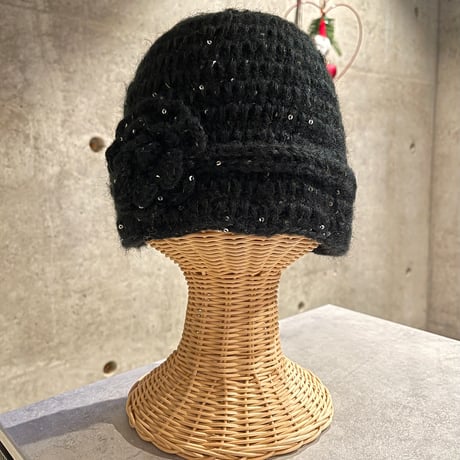 2412HW0065(S)/  Flower knit beanie（Black）