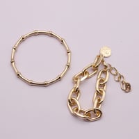 Mantel bamboo Bangle & Chain Bracelet set（Gold）/ 2107-BR081