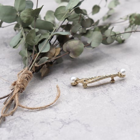 Vintage Rope Pearl Brooch（GOLD） / OT-003