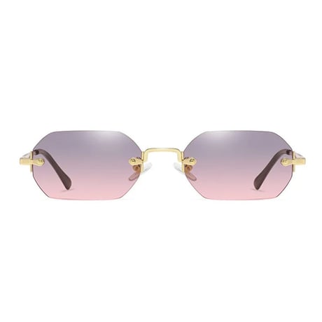 【 Select 】Gothic Rimless Sunglasses (Gold/Grey Pink)