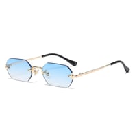 【 Select 】Gothic Rimless Sunglasses (Gold/Blue)
