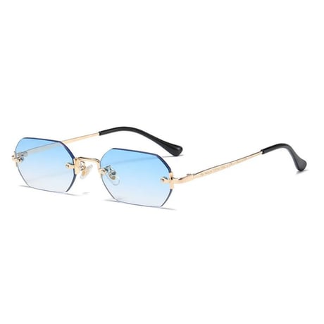 【 Select 】Gothic Rimless Sunglasses (Gold/Blue)