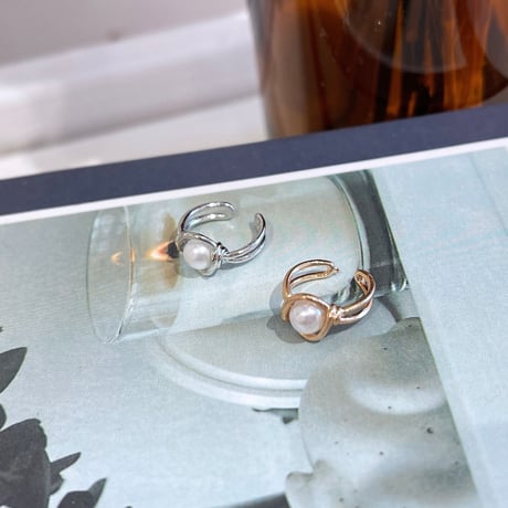 Mini pearl Double line Earcuff （Gold） / EC098