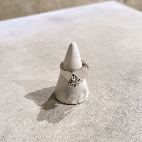 Side rose motif square ring（Silver） / 2210-RG0212