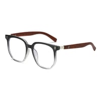 【 Select 】 Metal Artificial Wood Vintage Sunglasses (Black grey/Clear )