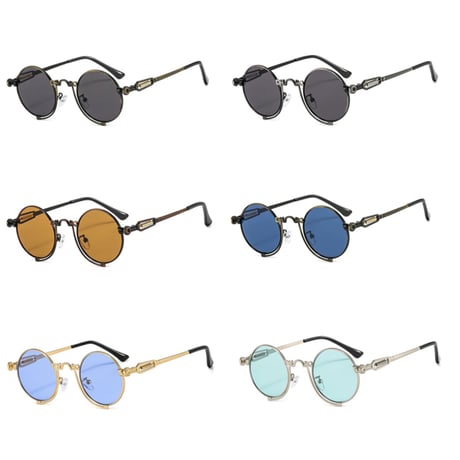 【 Select 】Vintage Style Metal Carving Frame Sunglasses (Black/Grey)