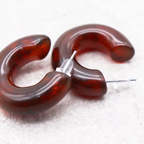 Semicircular Hoop Earrings Pierce（Brown） / 2102-PR012