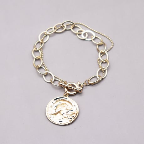 Double Chain Coin Mantel Bracelet（Gold）/ 2109_BR112