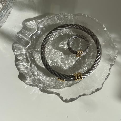 23AWBR007 / Rope motif ring set bangle（Silver/Gold）