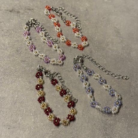 2505BR0088/ beads flower bracelet（Red）