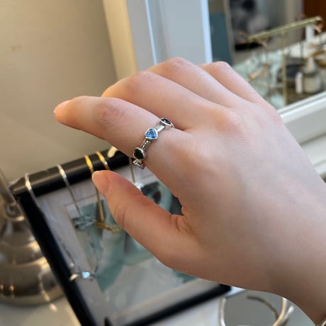 2504RG0618 / Heart motif colorful stone ring（Silver）