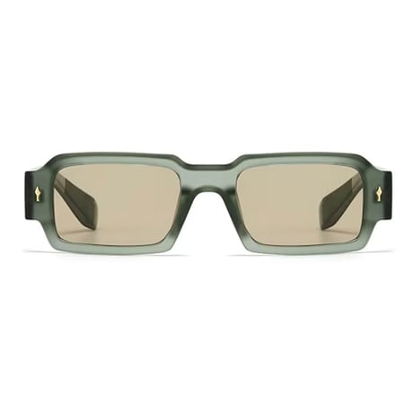 【 Select 】Vintage Square Rivets Sunglasses (Frost Green/Lt.Green）