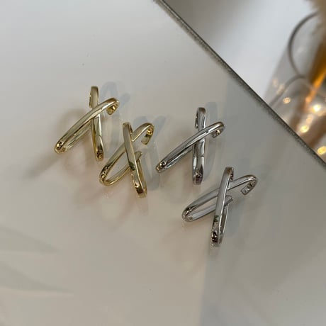 2401EC001/ X Shape Crossed Ear Cuff（Gold）
