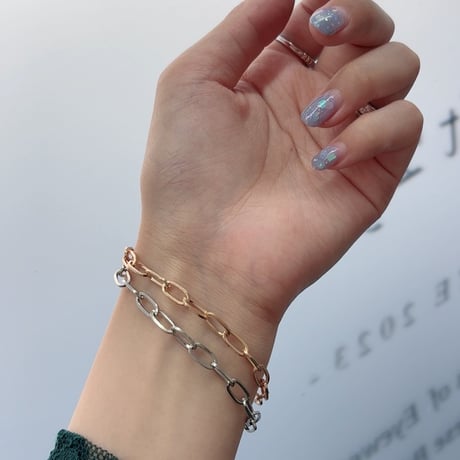 2604BR0125 / Simple oval chain Bracelet（Silver）