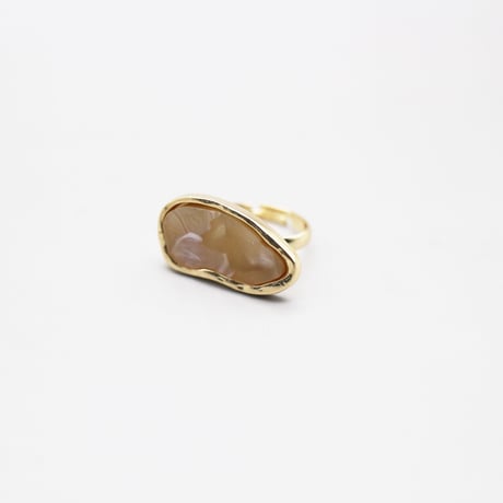 Acrylic Marble Deformation oval Ring（Gold） /  2110-RG132