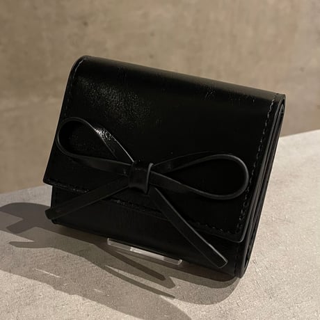 2502GS036(S)/ Ribbon Tri-fold Wallet（Black)
