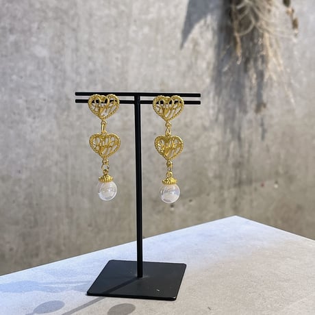 2304PR0560 / Heart connect Pearl Pierce（Gold）