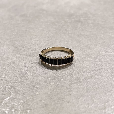 Black square stone line ring（Gold） / 2211-RG0252