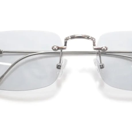 【 Select 】Metal Flame Rimless Squarer Sunglasses #1 (Silver/Lt.Grey)