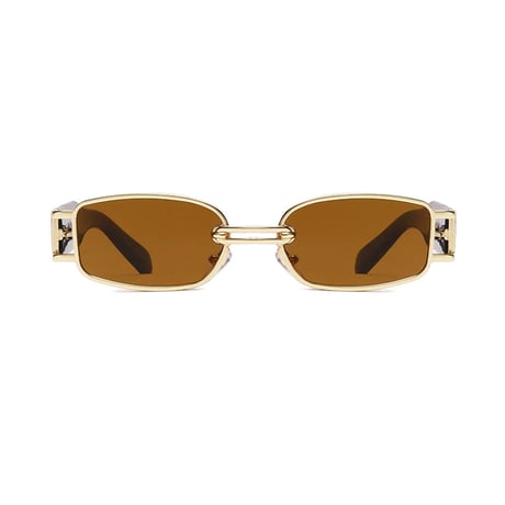 【 Select 】IM22SG034 / Metal Combination Rectangle Sunglasses (Gold/Brown)