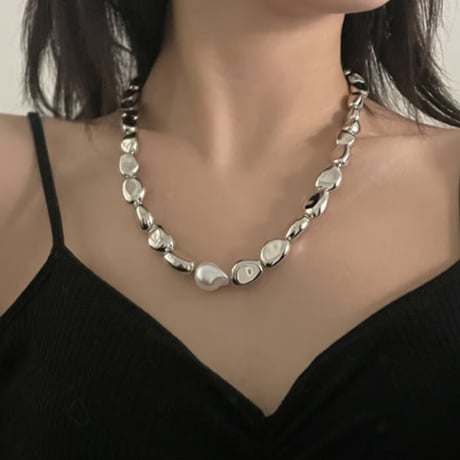 Irregular Metal Necklace（Silver）/ 2212-NC0168