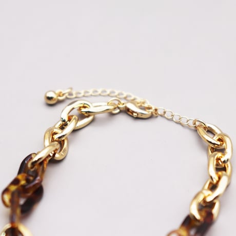 Metal Resin Chain link Bracelet（Gold×Demi）/ 2109_BR096