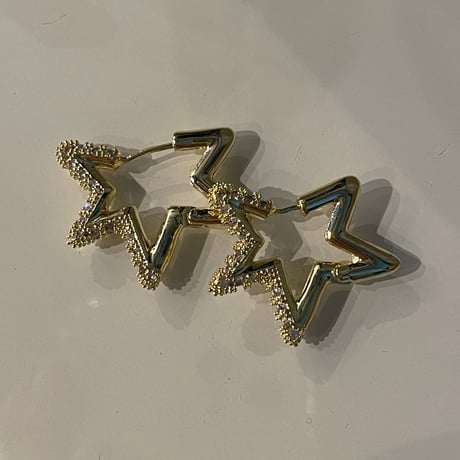 2509PR0803 / Shine star motif hoop Pierce（Gold）